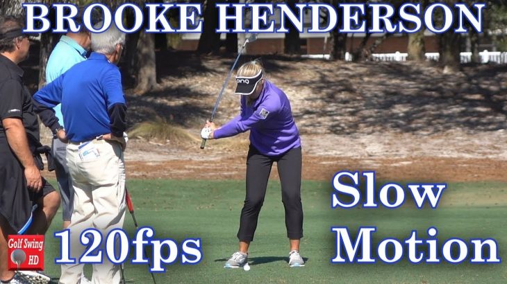 Brooke Henderson（ブルック・ヘンダーソン） SLOW MOTION FACE ON FAIRWAY IRON GOLF SWING 120fps 1080 HD