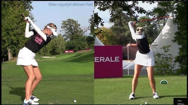 Jessica Korda（ジェシカ・コルダ）選手のスイング｜UTのティーショット｜正面・後方アングル｜連続スロー再生｜Evian Championship 2018