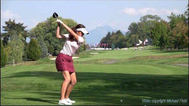 Georgia Hall（ジョージア・ホール）選手のスイング｜ドライバーショット｜後方アングル｜連続スロー再生｜Evian Championship 2018