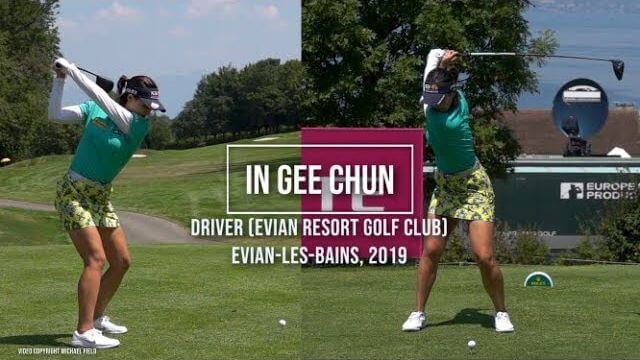 In-Gee Chun（チョン・インジ）選手のドライバーショット｜正面・後方アングル｜連続再生・スロー再生｜Evian Championship 2019