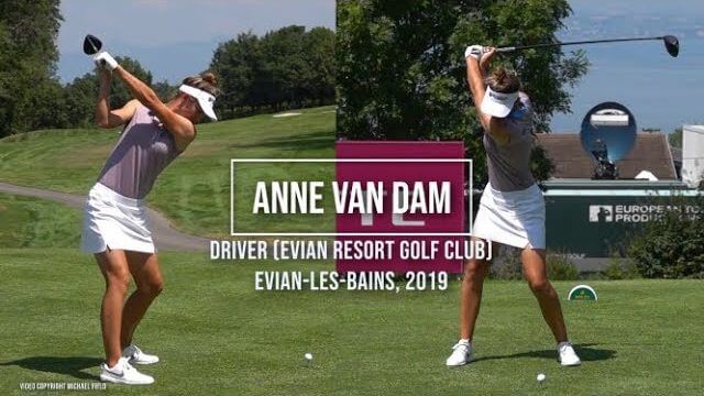 Anne Van Dam（アン・バン・ダム）選手のドライバーショット｜正面・後方アングル｜連続再生・スロー再生｜Evian Championship 2019