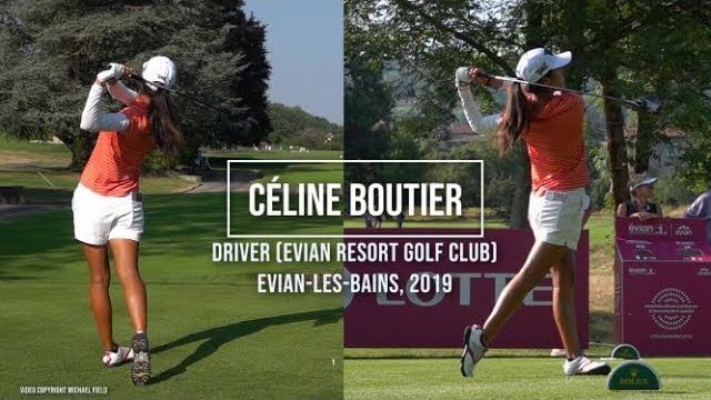 Celine Boutier（セリーヌ・ブーティエール）選手のドライバーショット｜正面・後方アングル｜連続再生・スロー再生｜Evian Championship 2019