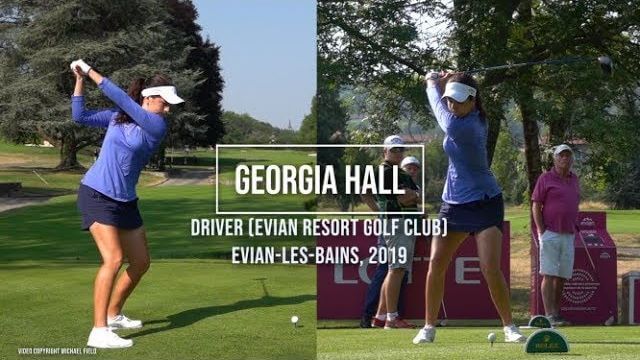 Georgia Hall（ジョージア・ホール）選手のドライバーショット｜正面・後方アングル｜連続再生・スロー再生｜Evian Championship 2019