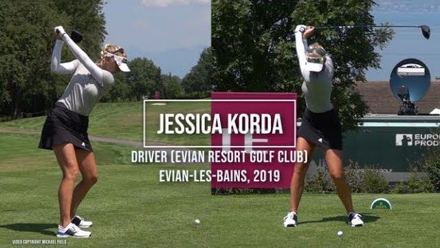 Jessica Korda（ジェシカ・コルダ）選手のドライバーショット｜正面・後方アングル｜連続再生・スロー再生｜Evian Championship 2019