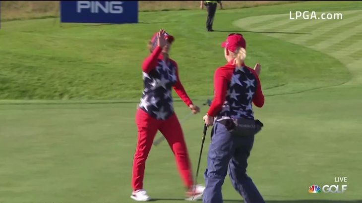 Marina Alex（マリナ・アレックス） and Morgan Pressel（モーガン・プレッセル） Halve Friday Foursomes Match｜2019 Solheim Cup