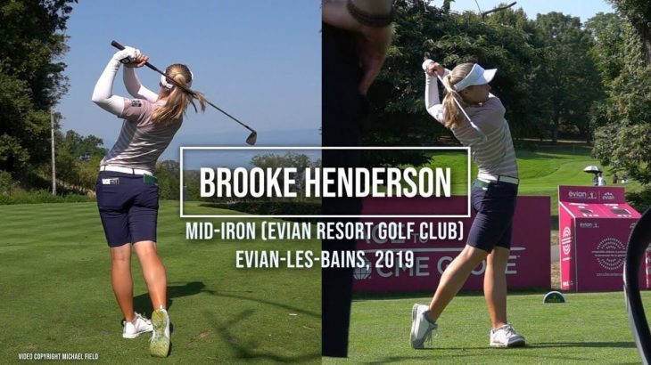 Brooke Henderson（ブルック・ヘンダーソン）選手のミドルアイアン｜正面・後方アングル｜連続再生・スロー再生｜Evian Championship 2019