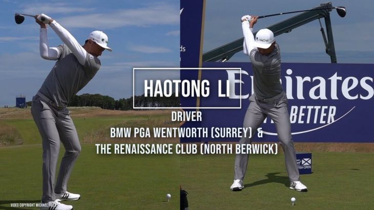 Haotong Li（リ・ハオトン）選手のドライバーショット｜正面・後方アングル｜連続再生・スロー再生｜BMW PGA Championship &  ASI Scottish Open 2019