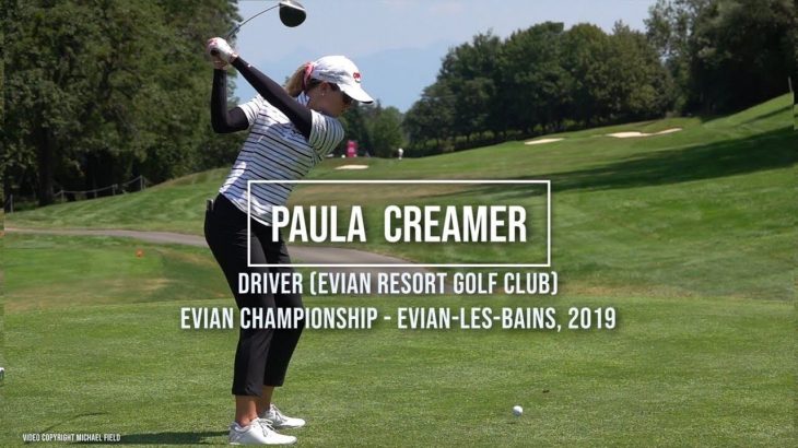 Paula Creamer（ポーラ・クリーマー）選手のドライバーショット｜後方アングル｜連続再生・スロー再生｜Evian Championship 2019