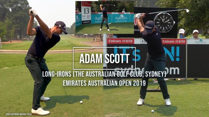 Adam Scott アダム スコット 選手のスイング ロングアイアン 正面 後方アングル 連続再生 スロー再生 Emirates Australian Open 19 ゴルフの動画