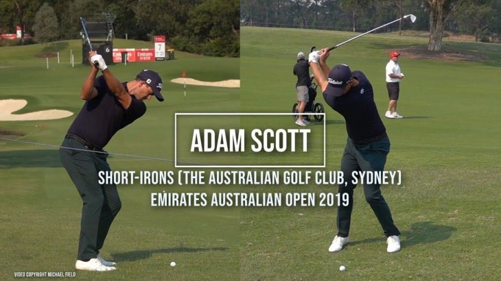 Adam Scott アダム スコット 選手のスイング ショートアイアン 正面 後方アングル 連続再生 スロー再生 Emirates Australian Open 19 ゴルフの動画